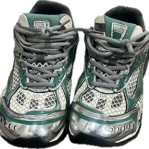 Green and Metallic Sneakers